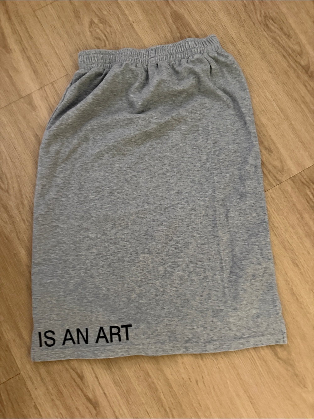 Gray Elastic-Waist Midi Skirt - "IS AN ART"